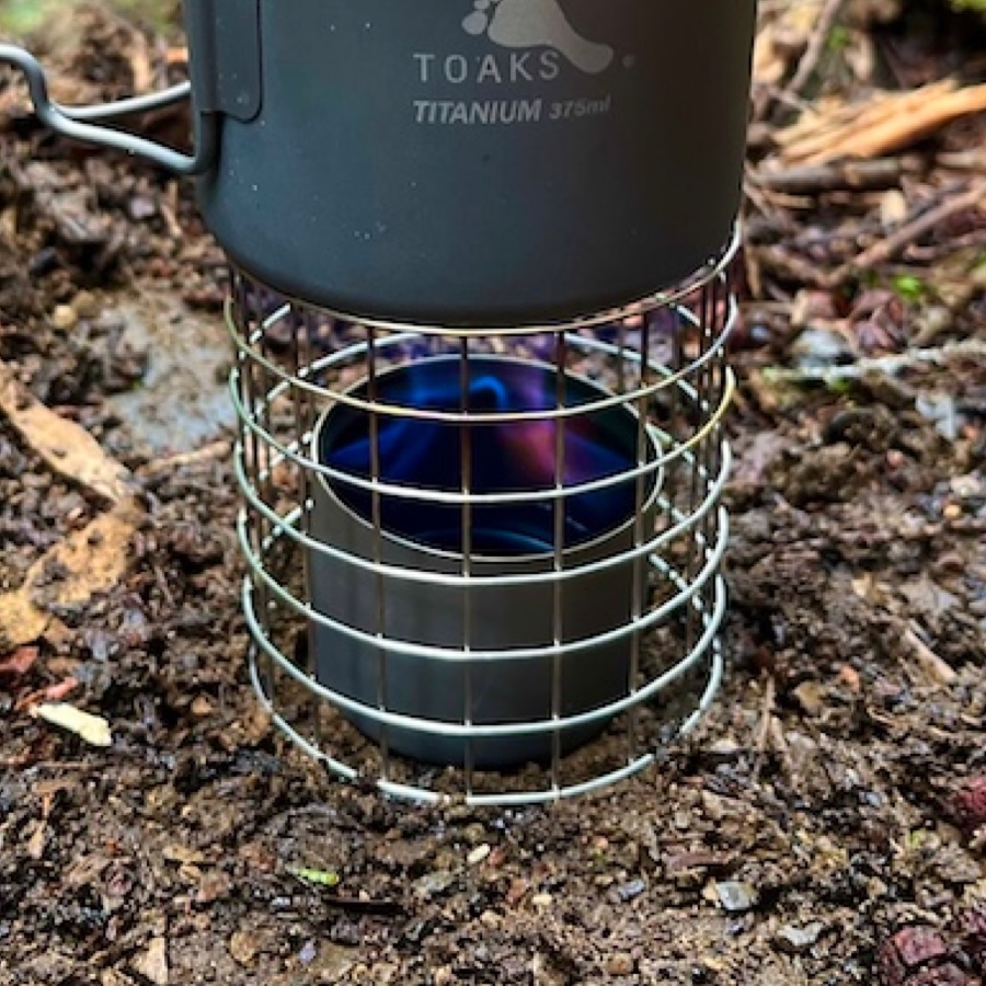 総重量148g。ウルトラライトなチタン調理セットで自給自足ハイク